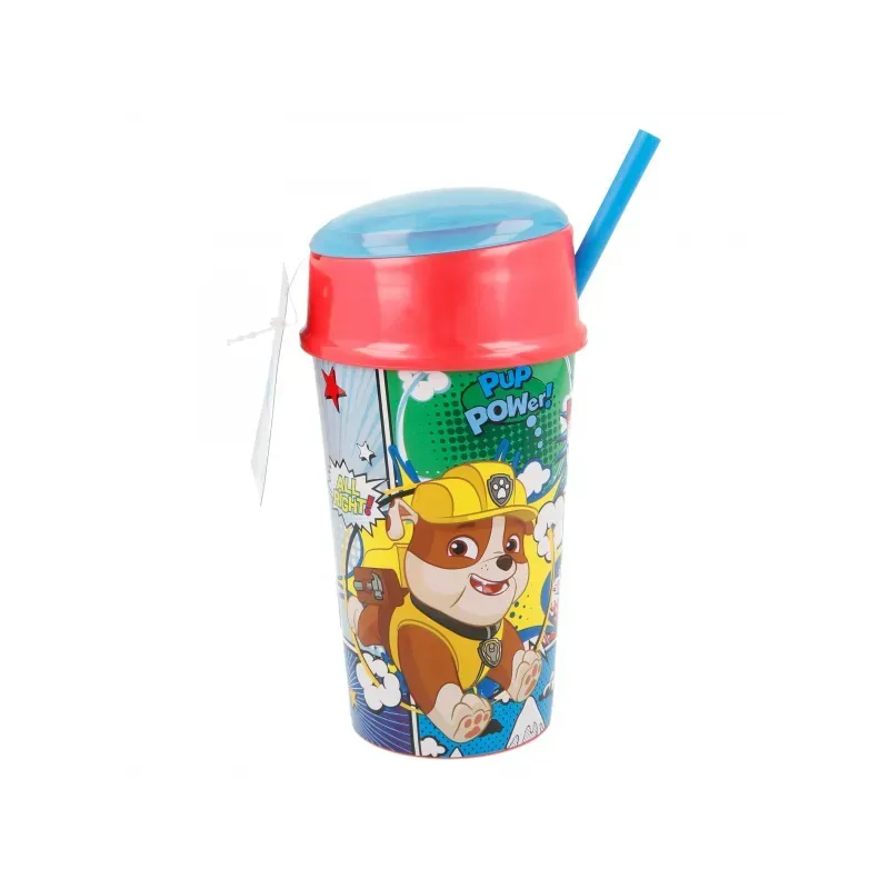 STOR Pohár s vekom a slamkou PAW PATROL Snack, 400ml, 18901