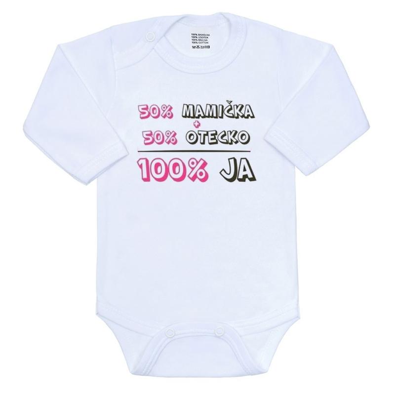Body s potlačou New Baby 50% MAMIČKA + 50% OTECKO - 100% JA ružové 50