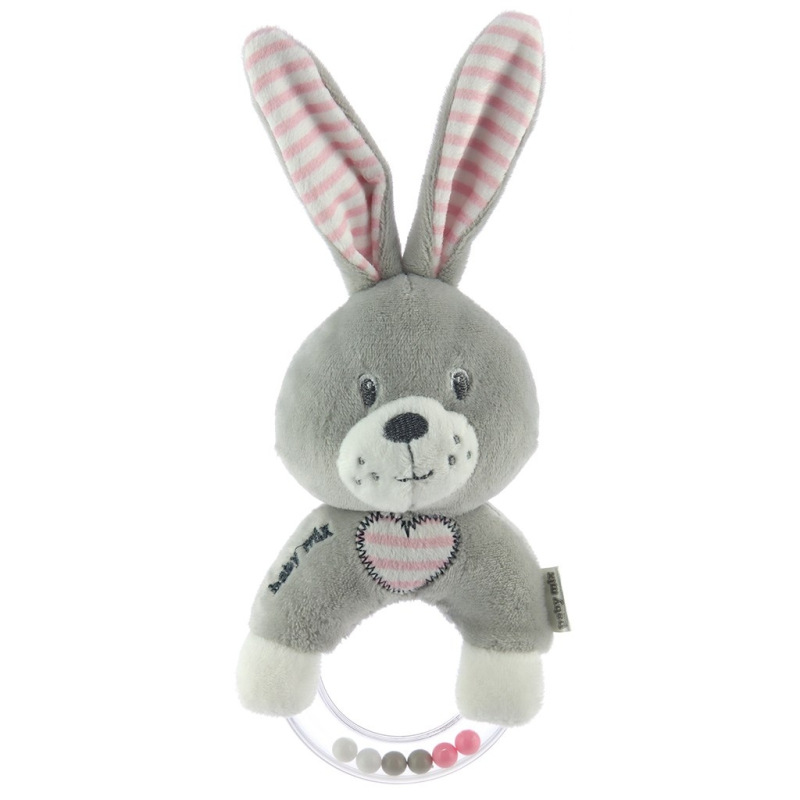 Detská plyšová hrkálka Baby Mix králik ružový