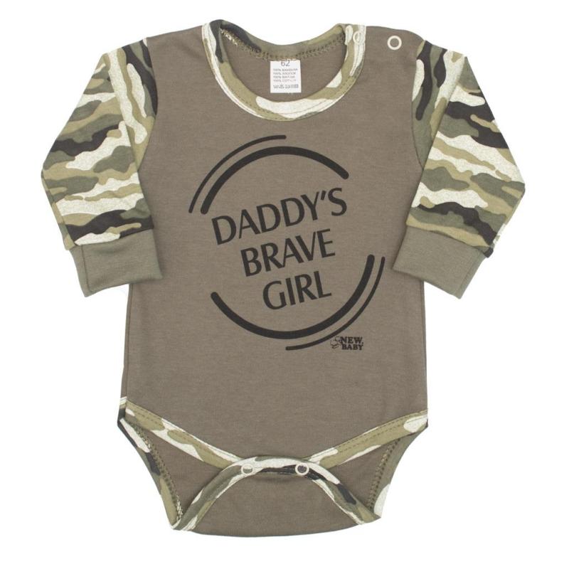 Dojčenské body s dlhým rukávom New Baby Army girl 92 (18-24m)