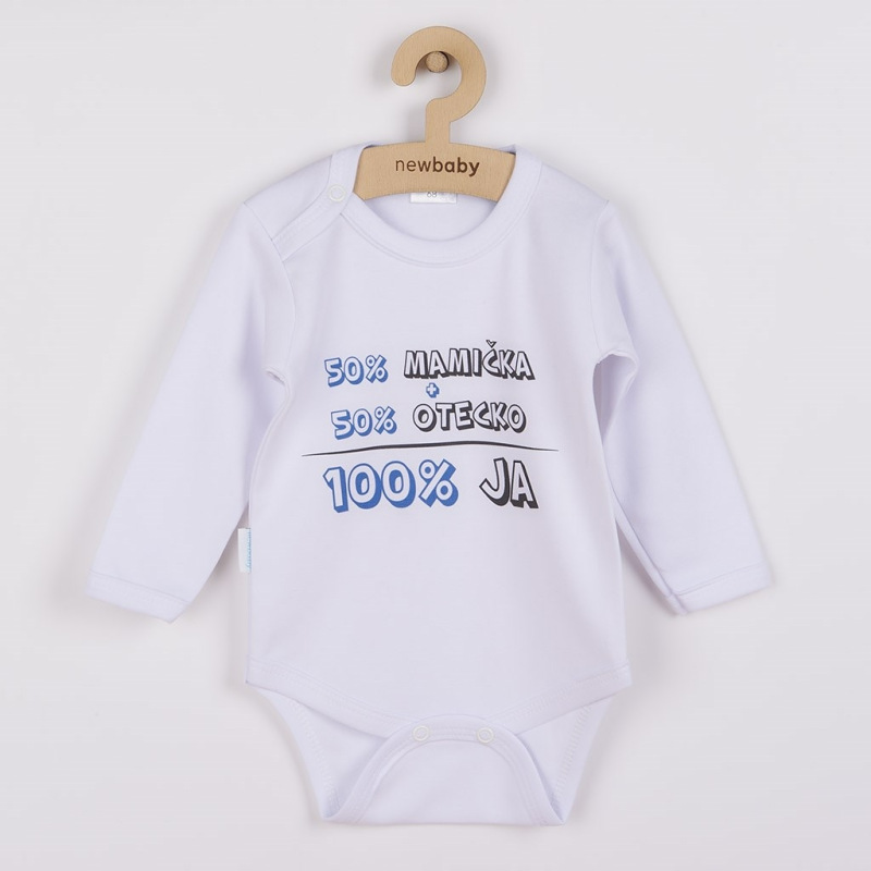 Body s potlačou New Baby 50% MAMIČKA + 50% OTECKO - 100% JA modré - darčekové balenie 56 (0-3m) 1