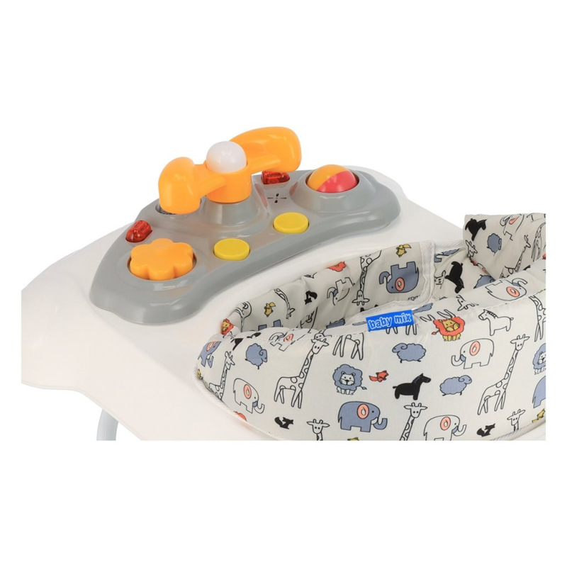 Detské chodítko Baby Mix s volantom a silikónovými kolieskami cappucino 5