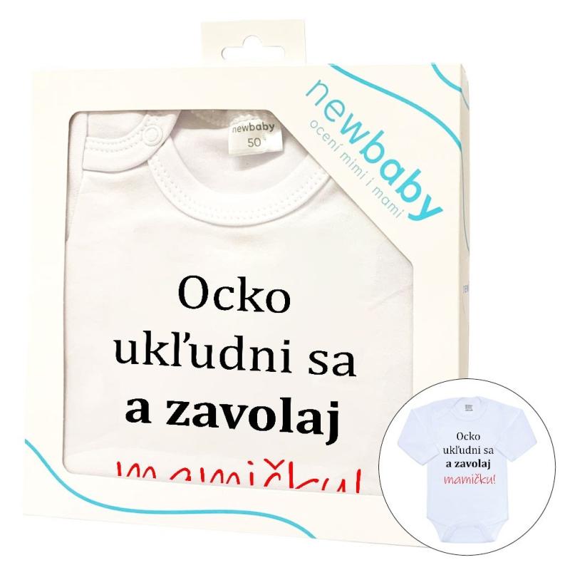 Body s potlačou New Baby a zavolaj MAMIČKU!! - darčekové balenie 56 (0-3m)