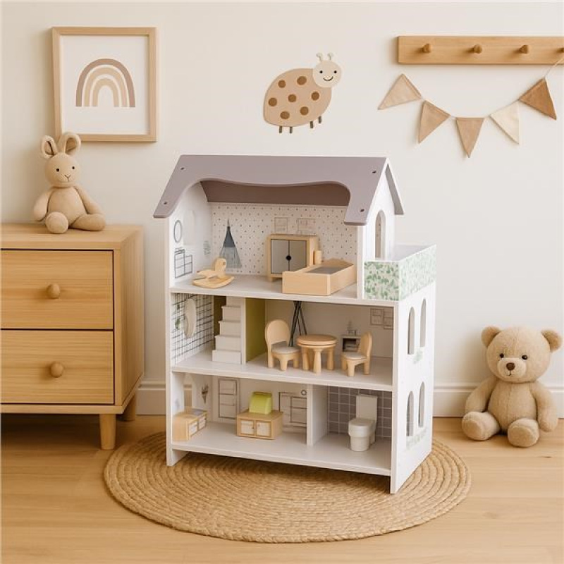 Drevený domček pre bábiky Rose Montessori Baby Mix 4