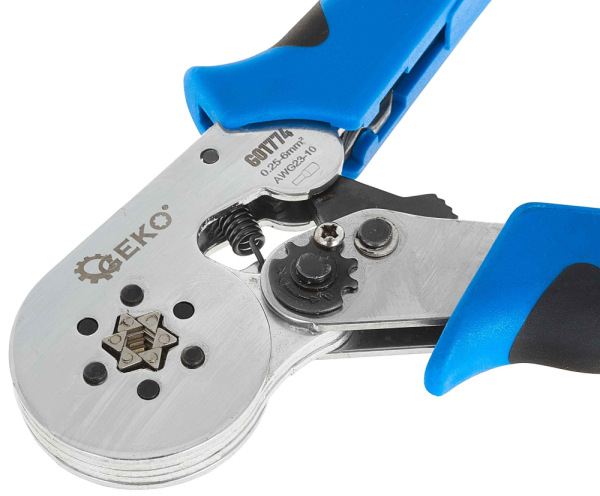 Krimpovacie-lisovacie kliešte na koncovky káblov 0,25-6mm2, GEKO 4