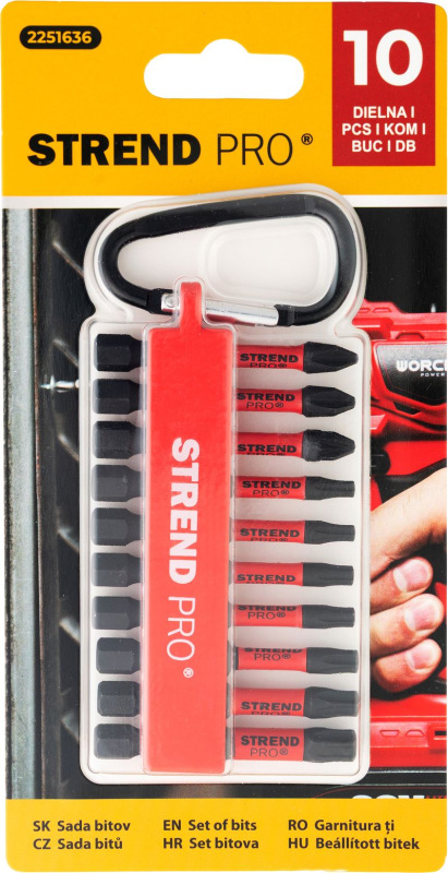 Sada bitov Strend Pro Premium, PH, PZ, TORX, S2 pevnosť, 1/4", 50mm, 10 dielna