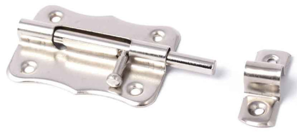 Zástrč na dvere s guľatým jazdcom, model 385 - 80 mm, nikel, XL-TOOLS