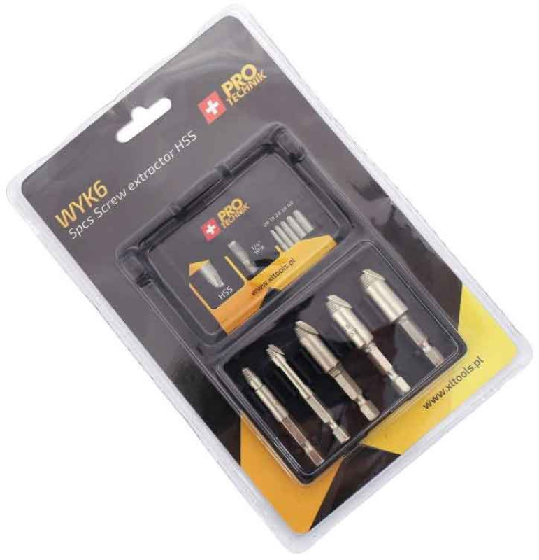 Sada vyťahovačov zalomených skrutiek 5-dielna, stopka 6HRAN, XL-TOOLS 1