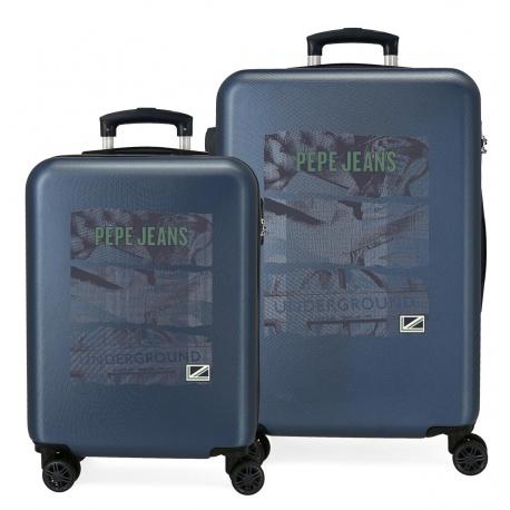 Sada luxusných ABS cestovných kufrov 65cm/55cm PEPE JEANS® DAVIS Denim, 6481422