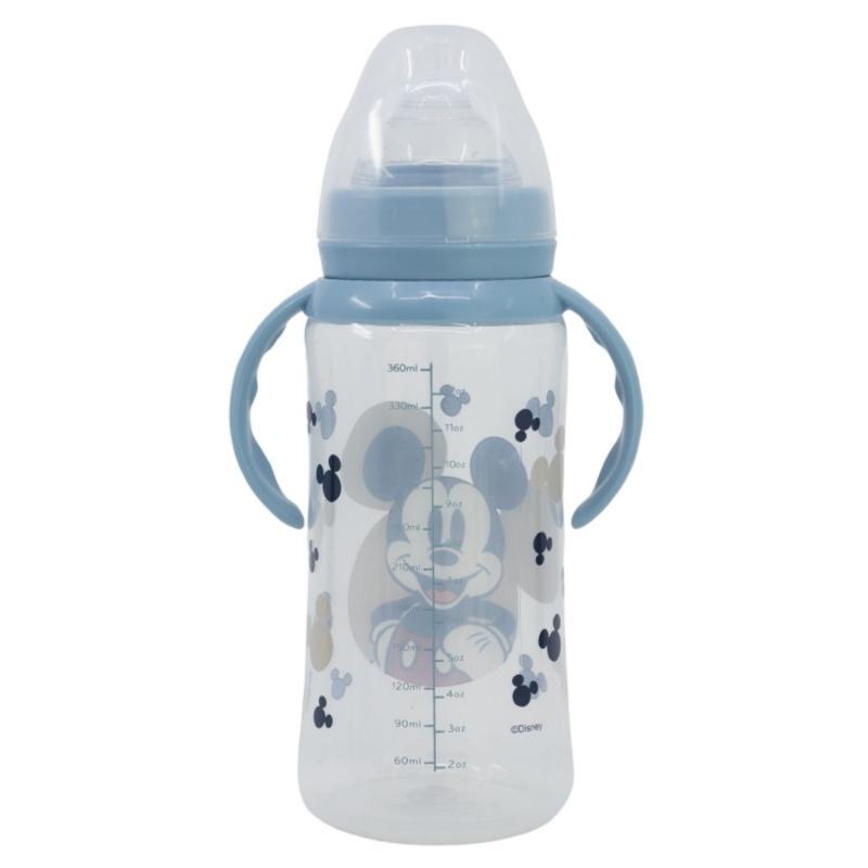 STOR Dojčenská fľaša s rúčkami Mickey Mouse Baby Blue, 360ml, 10+, 10404