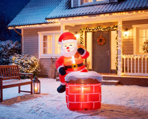 Dekorácia MagicHome Vianoce, Santa, 3xLED studená biela, IP44, 1,2 m 2