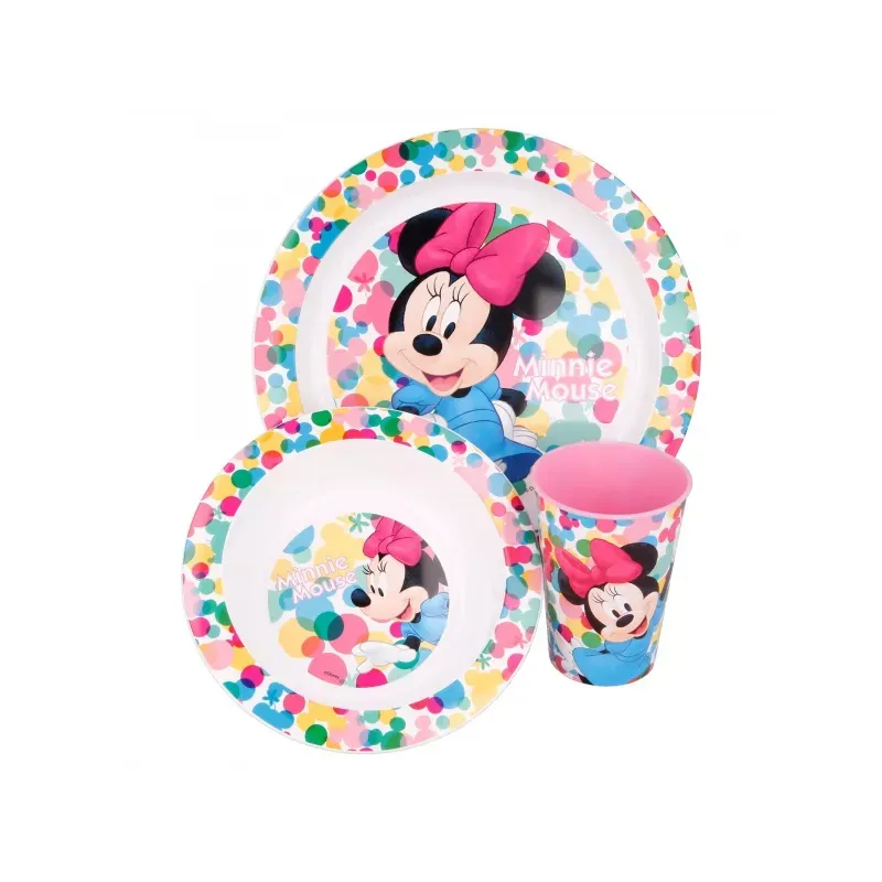 Detský plastový riad MINNIE MOUSE tanier, miska, pohár, MICRO, 51149