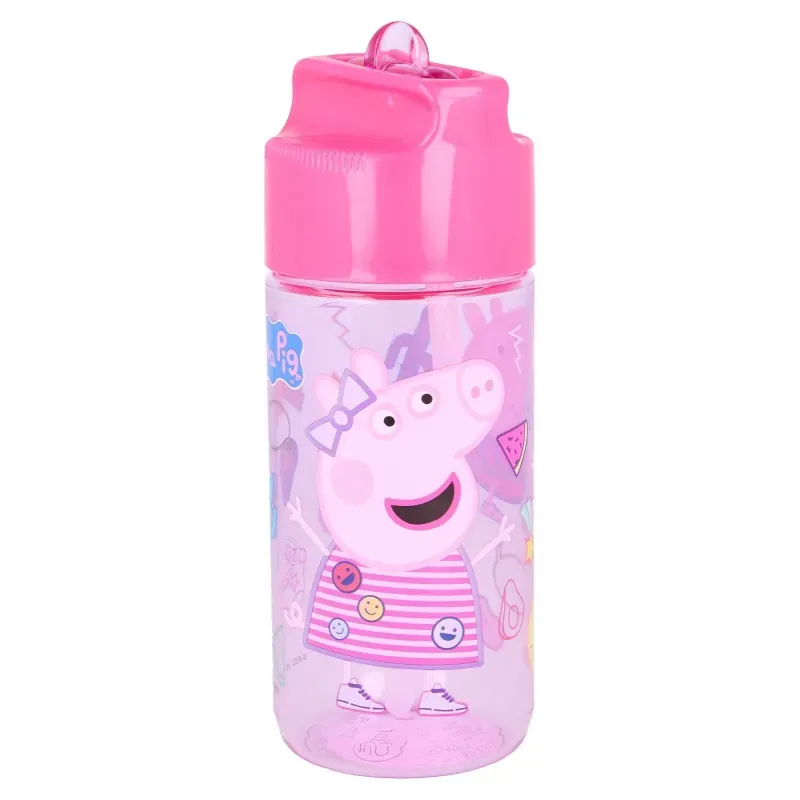 Plastová fľaša s výsuvnou slamkou PEPPA PIG, Transparent Tritan, 430ml, 13936