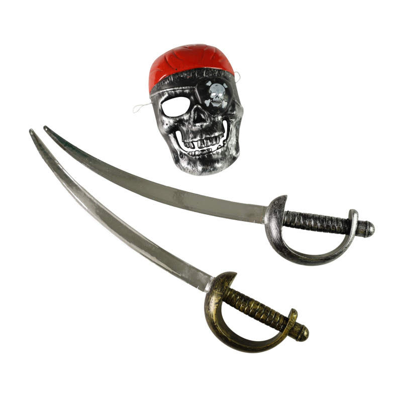 Pirátska súprava s dvoma mečmi a maskou 1