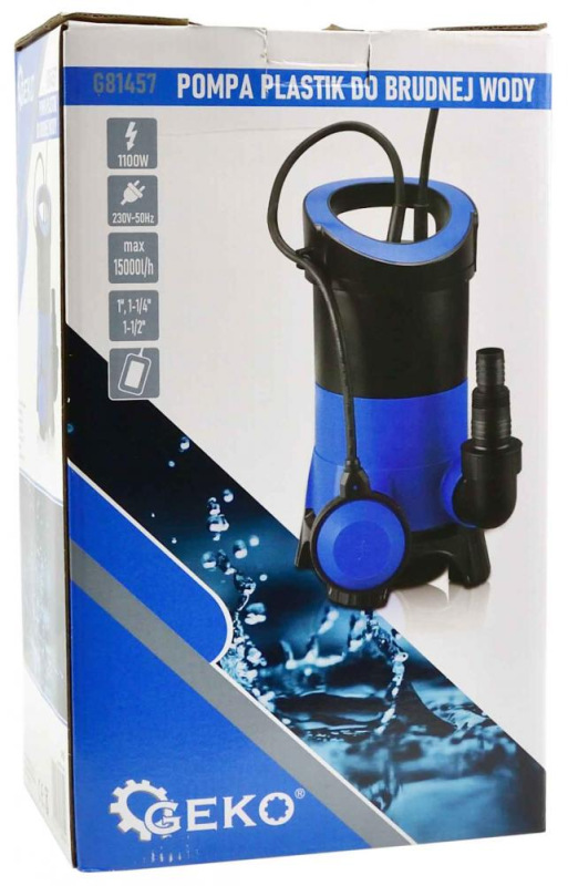 Čerpadlo kalové s plavákom 230 V/50 Hz, 15000 l/h, 1100 W, hrdlo 1", GEKO 2