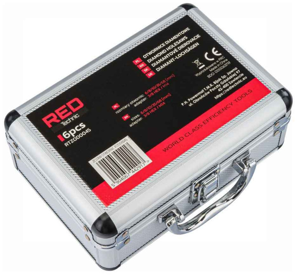 Sada diamantových koruniek, závit M14, rozmery 6, 8, 10, 35, 68 mm, RED TECHNIK 11