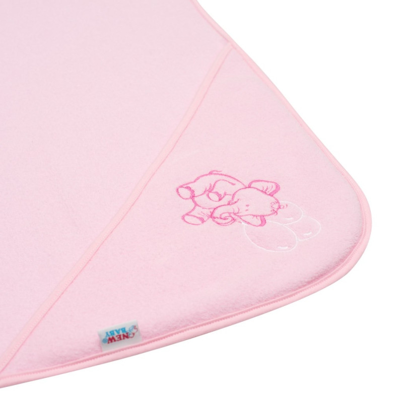 Detská froté osuška s výšivkou a kapuckou New Baby 100x100 ružová sloník 1