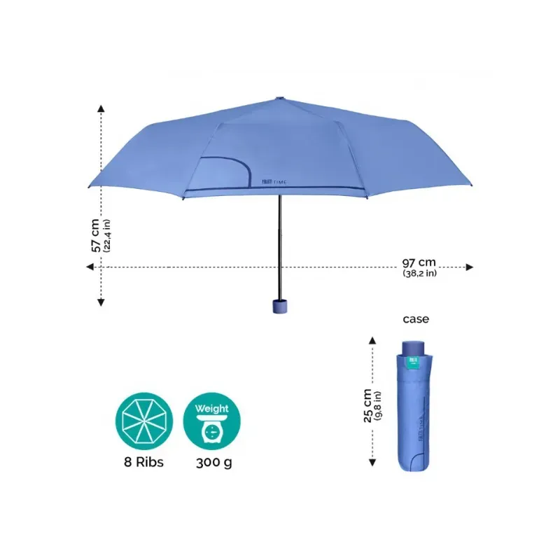 PERLETTI Dámsky skladací dáždnik COLORINO / svetlomodrá, 26292
