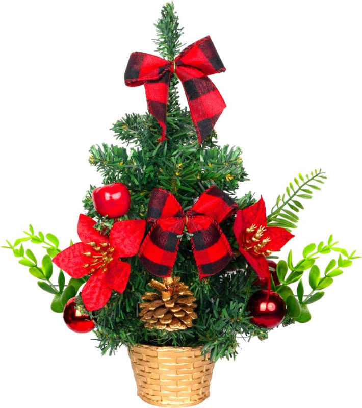 Stromček MagicHome Vianoce, ozdobený, červený, 30 cm