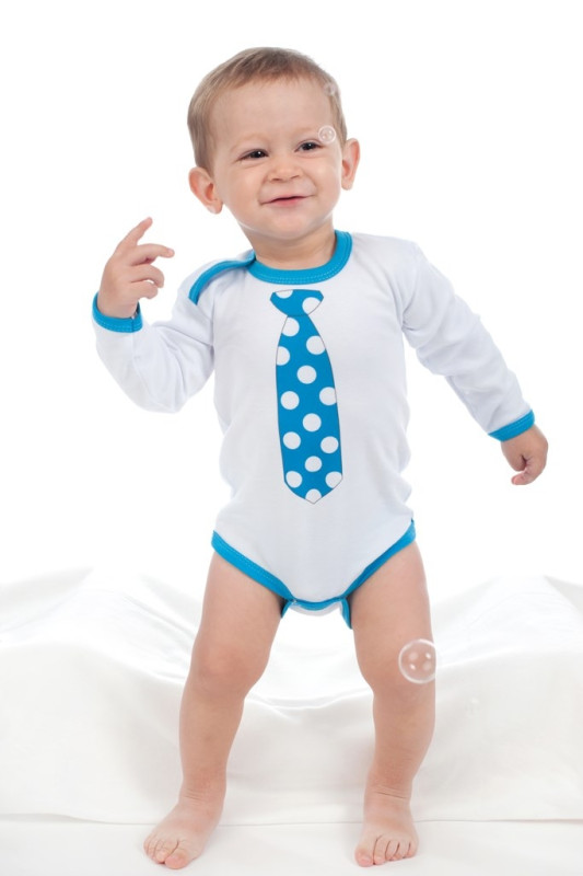 Body s potlačou New Baby s tyrkysovou kravatou 80 (9-12m) 3