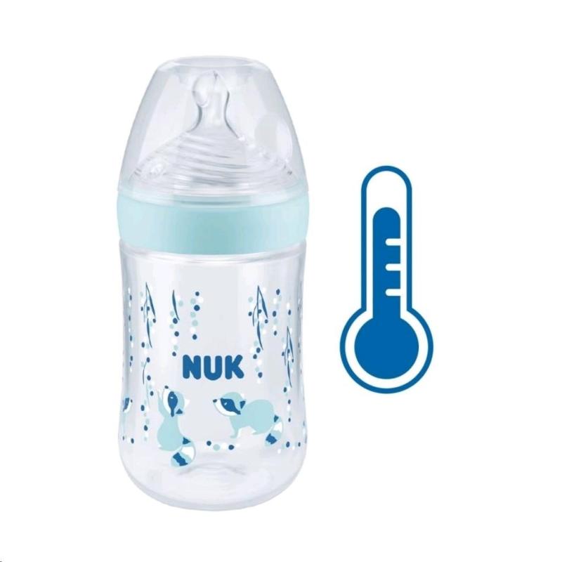 Dojčenská fľaša NUK Nature Sense s kontrolou teploty 260 ml modrá