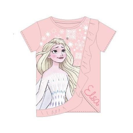 Dievčenské bavlené tričko DISNEY FROZEN, ružové - 8 rokov (128cm)