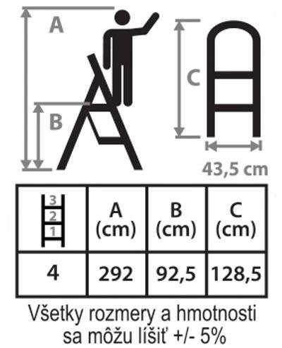 Schodíky Strend Pro LFD140 4 stupienkové, oceľové, EN14183, nosn. 150 kg