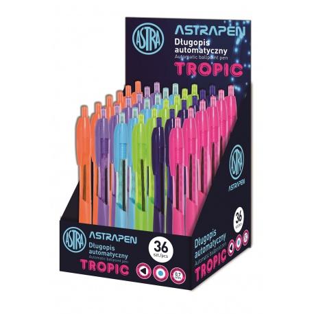 ASTRA 5ks - ASTRAPEN TROPIC, Guľôčkové pero 0,7mm, modré, stojan, mix farieb, 201022021