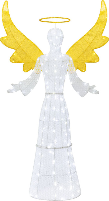 Dekorácia MagicHome Vianoce, Anjel, 156xLED studená biela, IP44, 100x25x172 cm