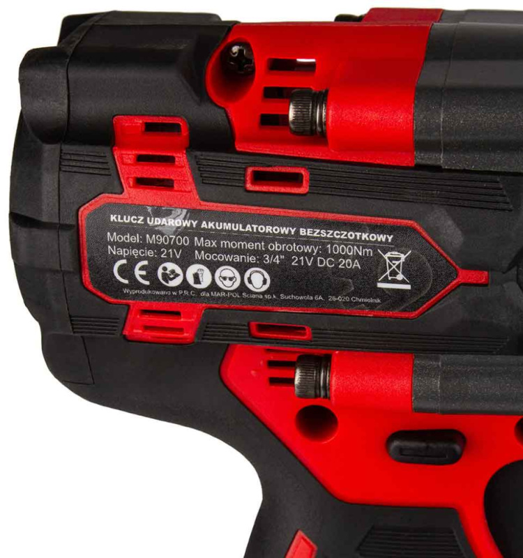 Akumulátorový rázový uťahovák 1/2", 1000Nm, 2x 4Ah, 1x nabíjačka, MAR-POL 9