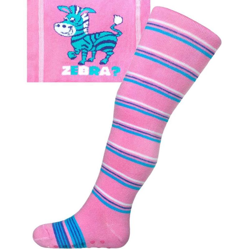 Bavlnené pančucháčky New Baby s ABS ružové zebra s pruhmi 104 (3-4r)