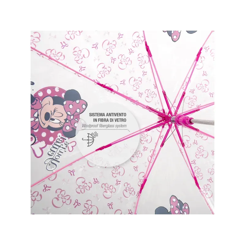 PERLETTI Detský automatický dáždnik MINNIE MOUSE Transparent, 50135