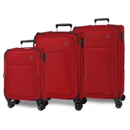 JOUMMA BAGS MOVOM Atlanta Red, Sada luxusných textilných kufrov, 77cm/66cm/55cm, 5318424
