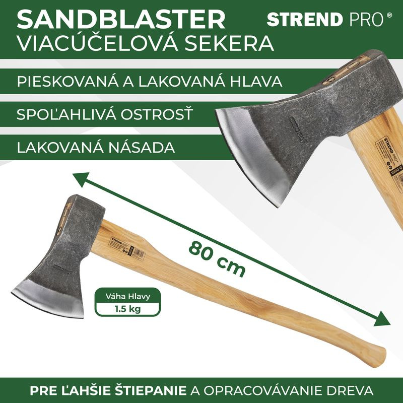 Sekera Strend Pro A613B Sandblaster 1500 g, drevená násada 800 mm 2