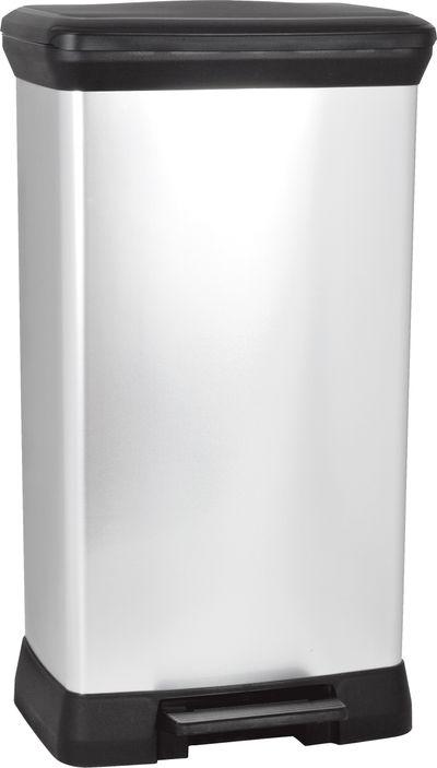 Kôš Curver® DECO PEDAL BIN, 50 lit., 39x29x73 cm, čierny/strieborný, na odpad, s pedálom