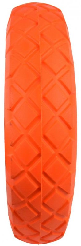 Polyuretánové plné koleso, otvor 12 mm, priemer 39 cm, šírka 9,5 cm, oranžové, s oskou 2