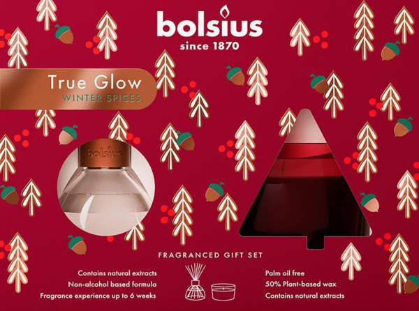 Set Bolsius Starlight Zimné korenie, vínovo červená, darčekový, difúzer+sviečka 1
