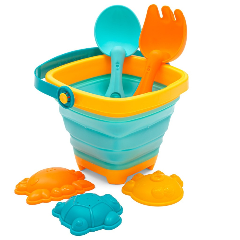 Skladacie vedierko a hračky do piesku Baby Mix – sada 5 ks 1