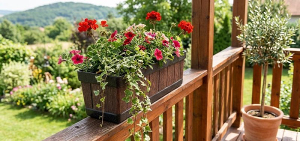 Kvetináč Strend Pro Woodeff, 15x47x17 cm, teak, efekt dreva 1