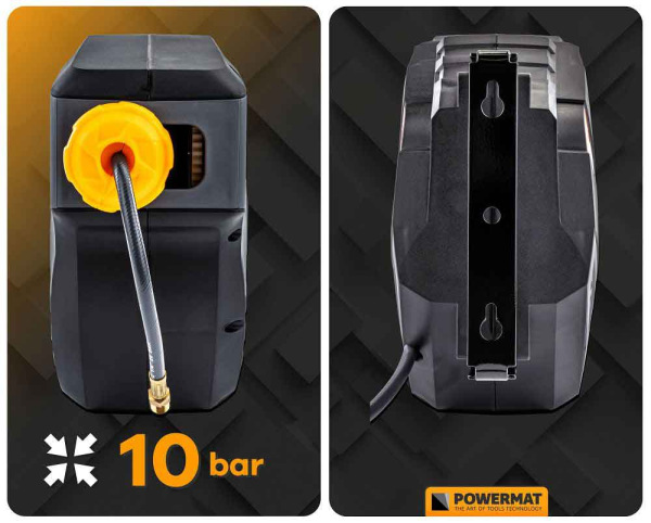 Samonavíjací závesný bubon s hadicou na vzduch, 6,5 x 10 mm, dĺžka 14 m, POWERMAT 18