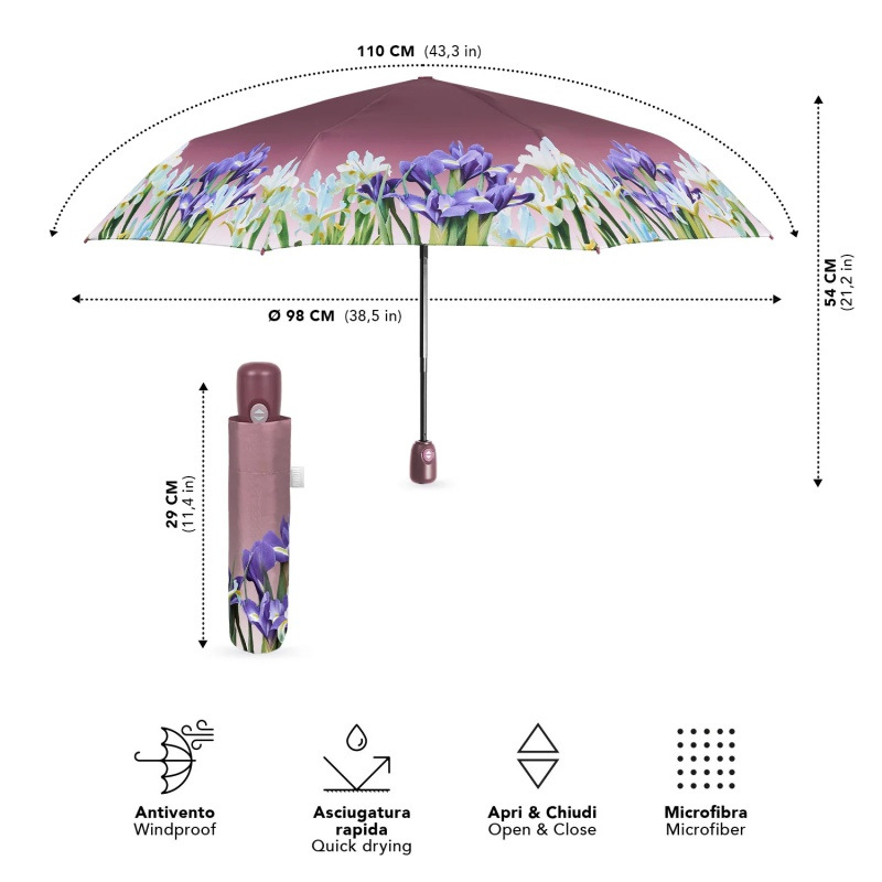 Dámsky plnoautomatický dáždnik Perletti Time Flowers – fialový, 26492 1