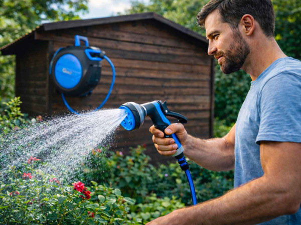 Navíjací bubon s držiakom na stenu so záhradnou hadicou 30 m, GEKO 14