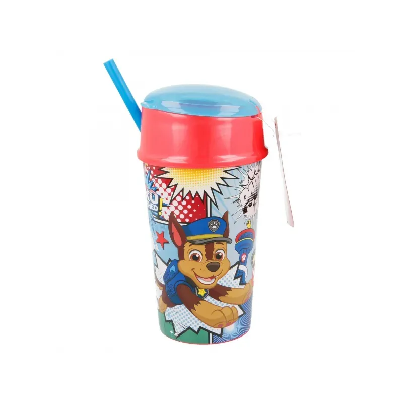 STOR Pohár s vekom a slamkou PAW PATROL Snack, 400ml, 18901