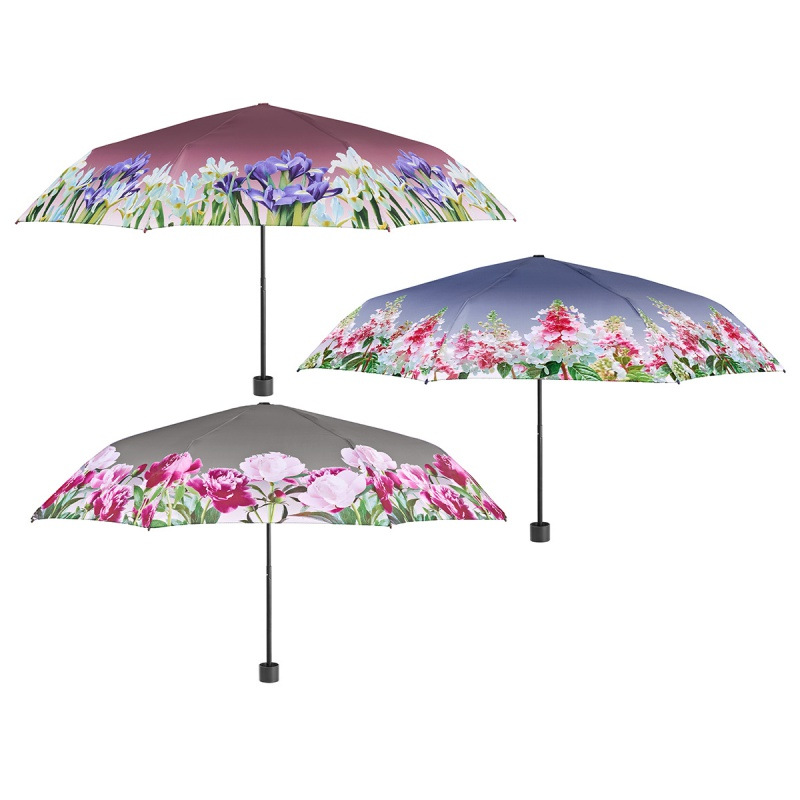 Dámsky mini manuálny dáždnik Perletti Time Flowers – modrý, 26491 1