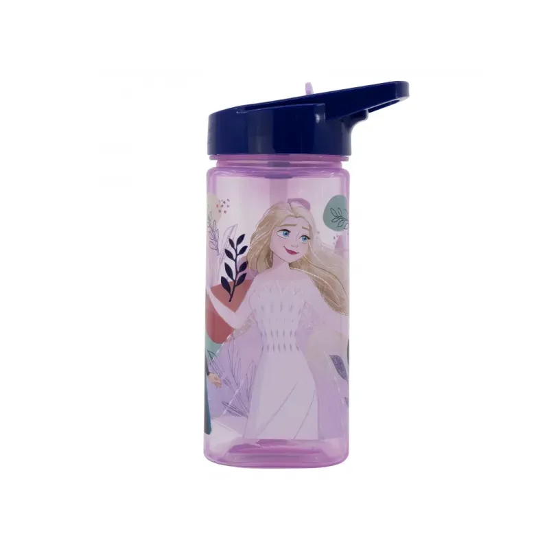 Plastová hranatá fľaša s výsuvnou slamkou DISNEY FROZEN, Tritan 510ml, 74214