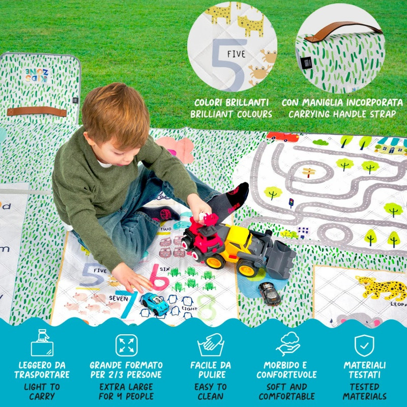 Veľká pikniková deka Perletti Travel – Montessori hry, 200x200cm, 13153 4