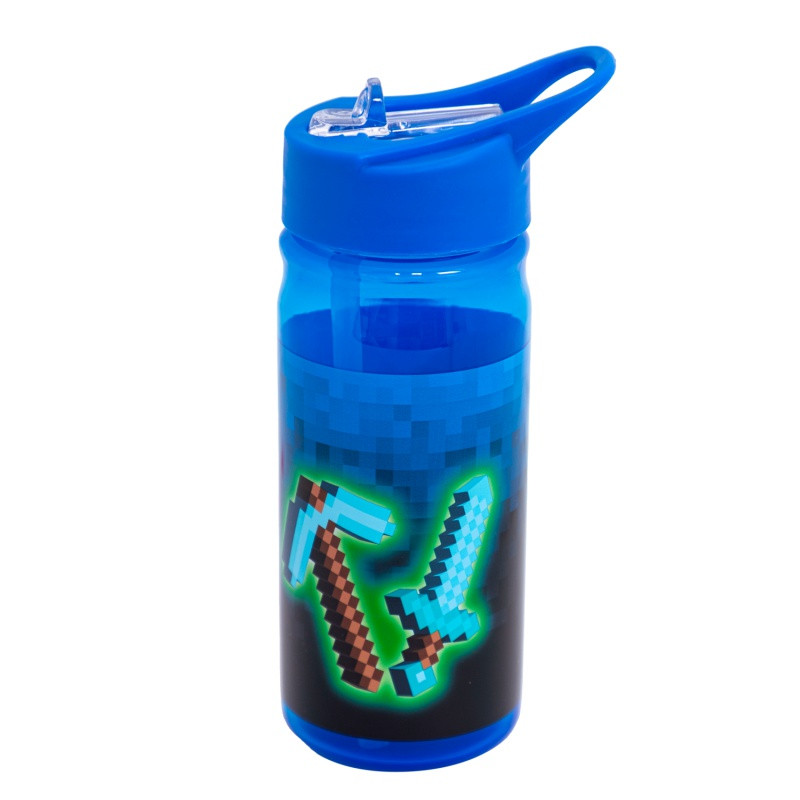 Plastová fľaša s výsuvnou slamkou AquaPure BLUE PIXEL, 450ml, 511025003 1
