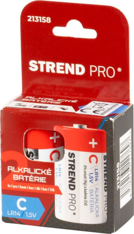 Batéria Strend Pro, alkalické, C (LR14), 1,5V, bal. 2 ks
