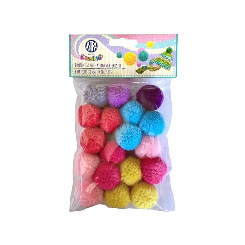 CREATIVO Plyšové POMPOM vlnené guličky WOOL PUFFS, 30mm, 335121013