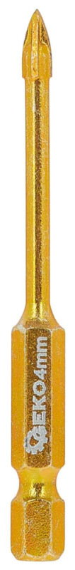 Vrták do skla a keramiky 4 mm, 4-britý, stopka 1/4", GEKO 1
